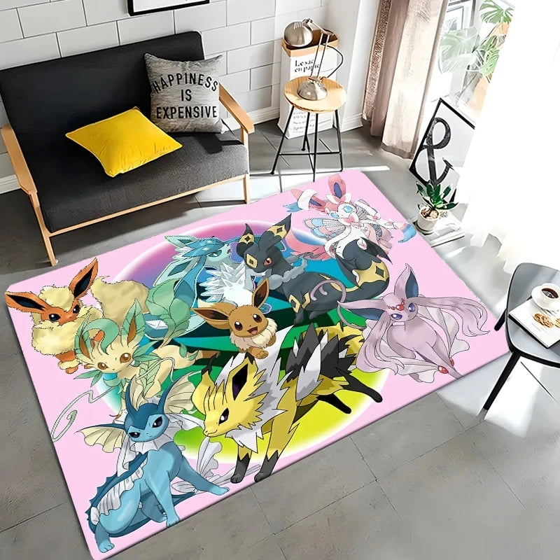 Pikachu & Eevee Plush Rug: Cozy Anime Home Decor