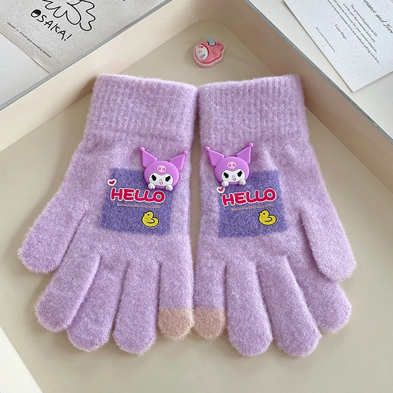 Gants Kawaii Hiver Kuromi & Hello Kitty