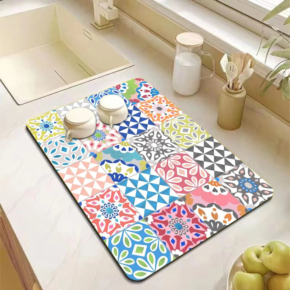 Mandala Kitchen Drying Mat - Eco-Friendly & Non-Slip