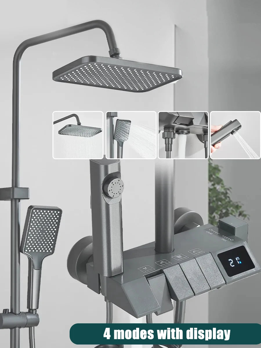 Ensemble de Douche Blanc 4 Voies Pluie & Bidet