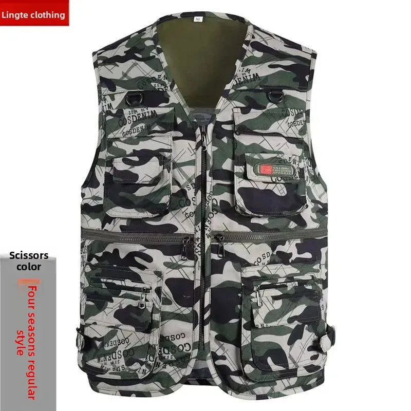Gilet Pêche Confort Multi-Poches pour Hommes Âgés