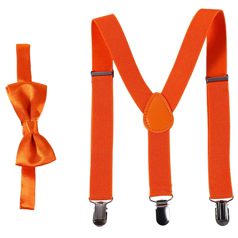 Kids' Clip-On Colorful Suspenders with Bowtie