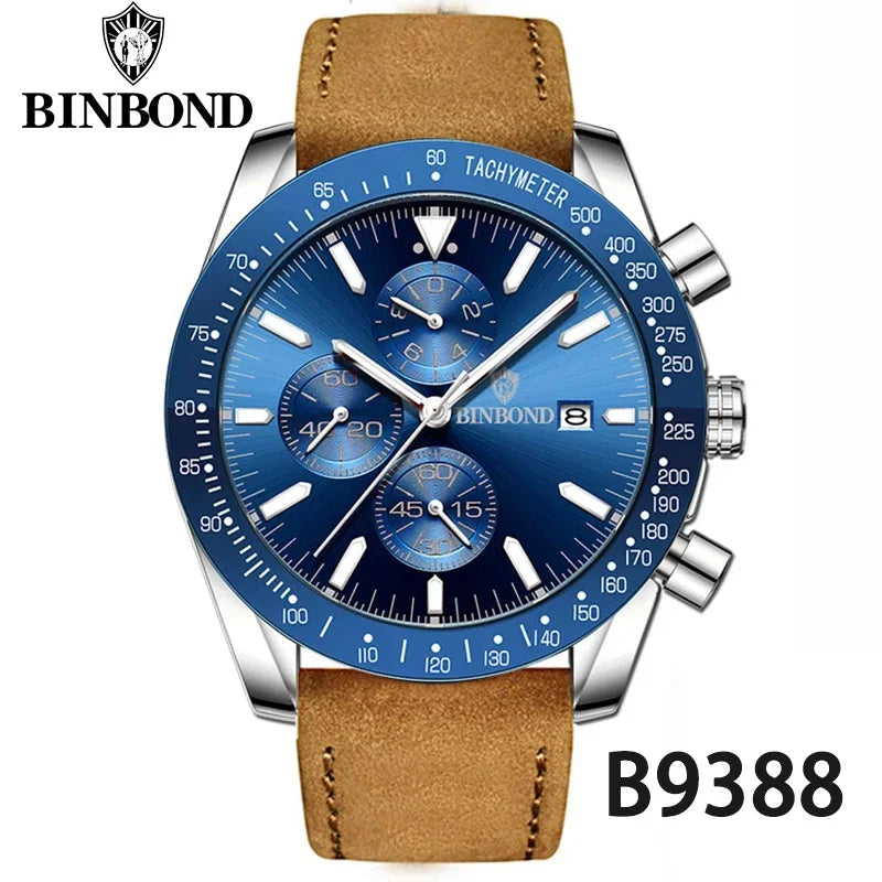 Montre Sport Luxe BINBOND Étanche Chronographe Homme