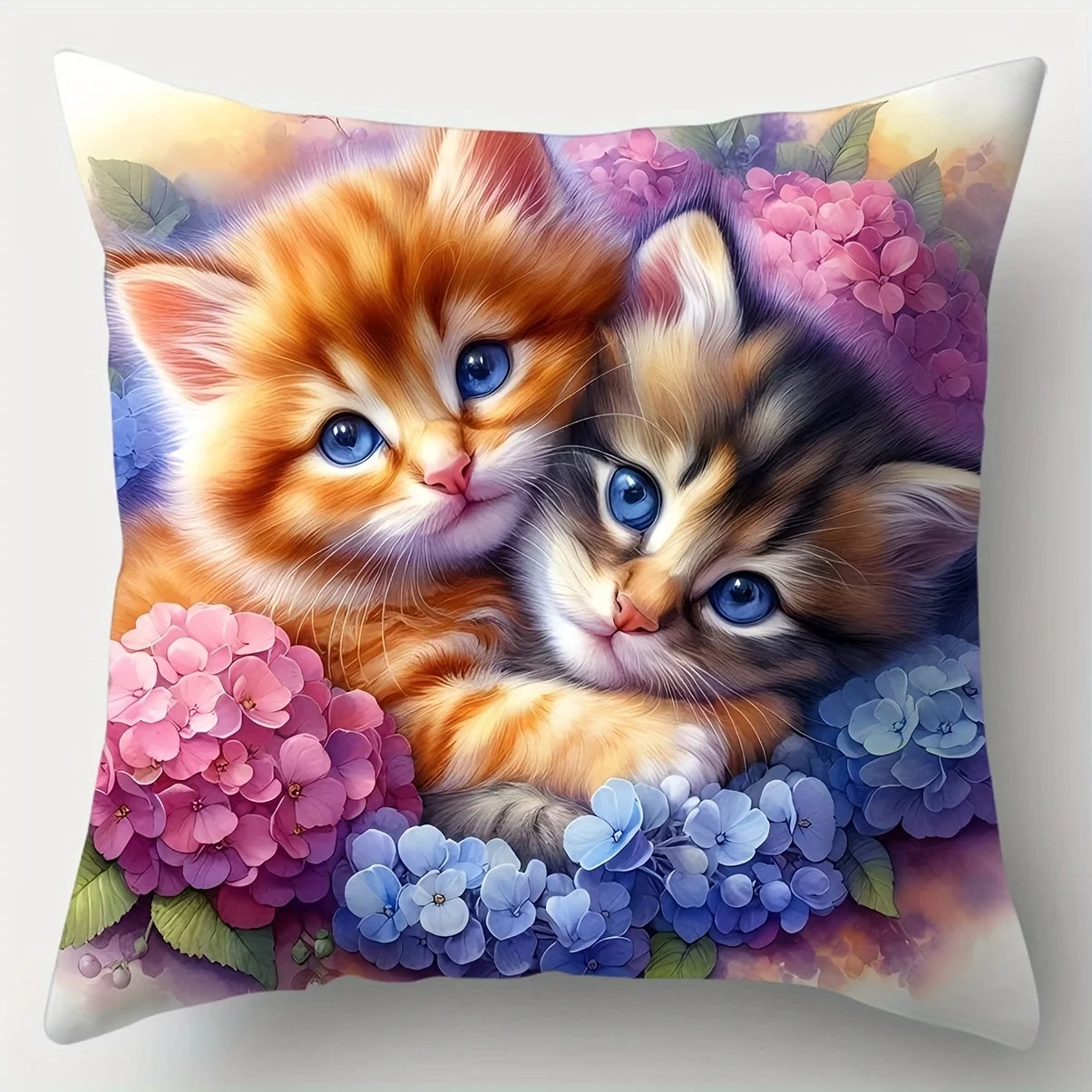 Coussin Chat Mignon - Housse Décorative Élastique 45x45cm