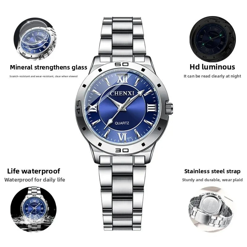 Couple Luxe: Montres Étanches en Acier Élégant