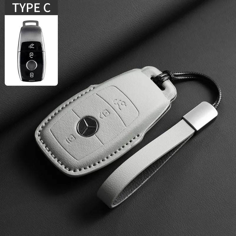 Luxury Leather Remote Key Case for Mercedes Models