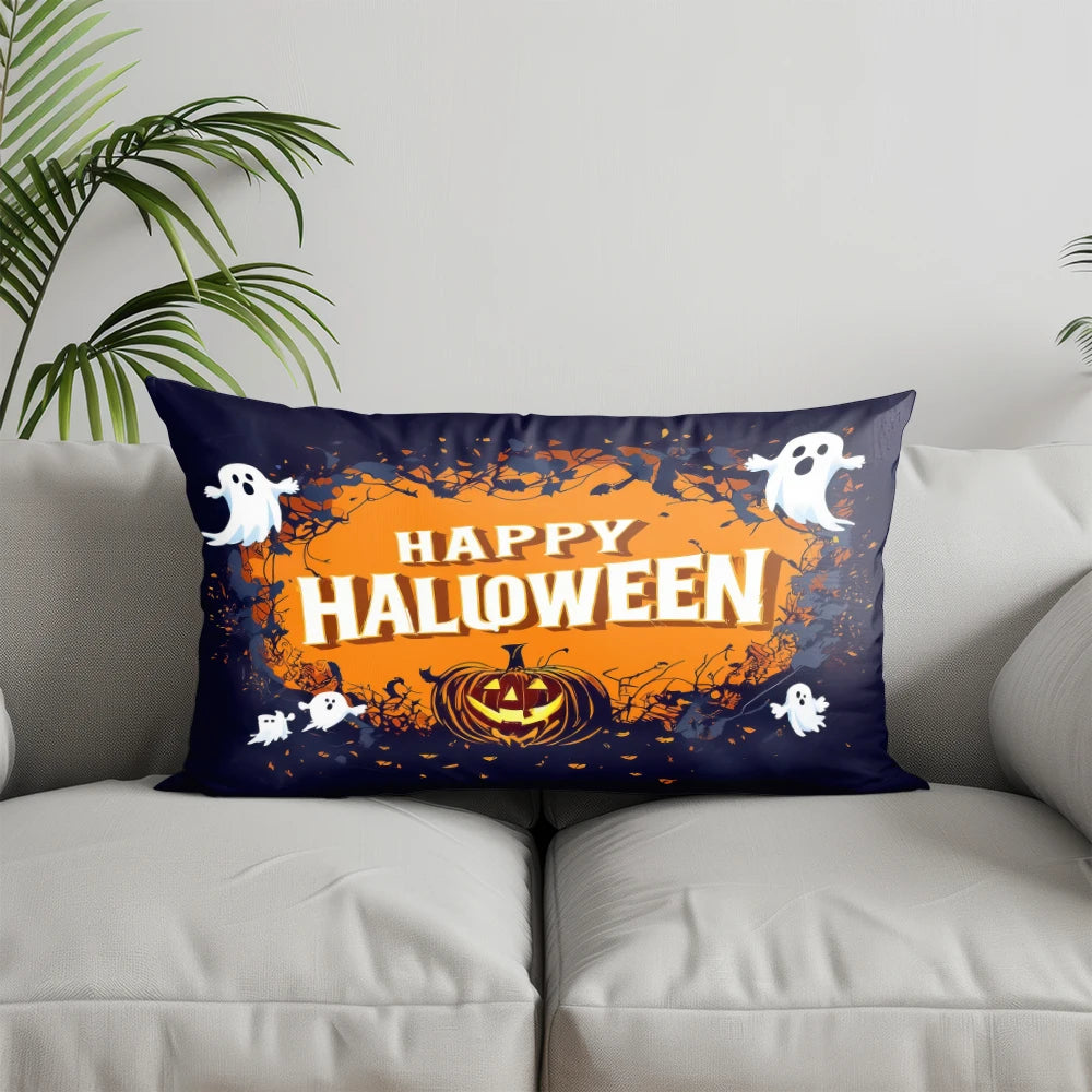 Coussin Halloween Fantôme & Citrouille Déco Joyeuse