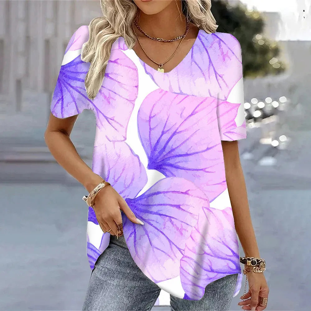 T-shirt Floral 3D Élégant d'Été