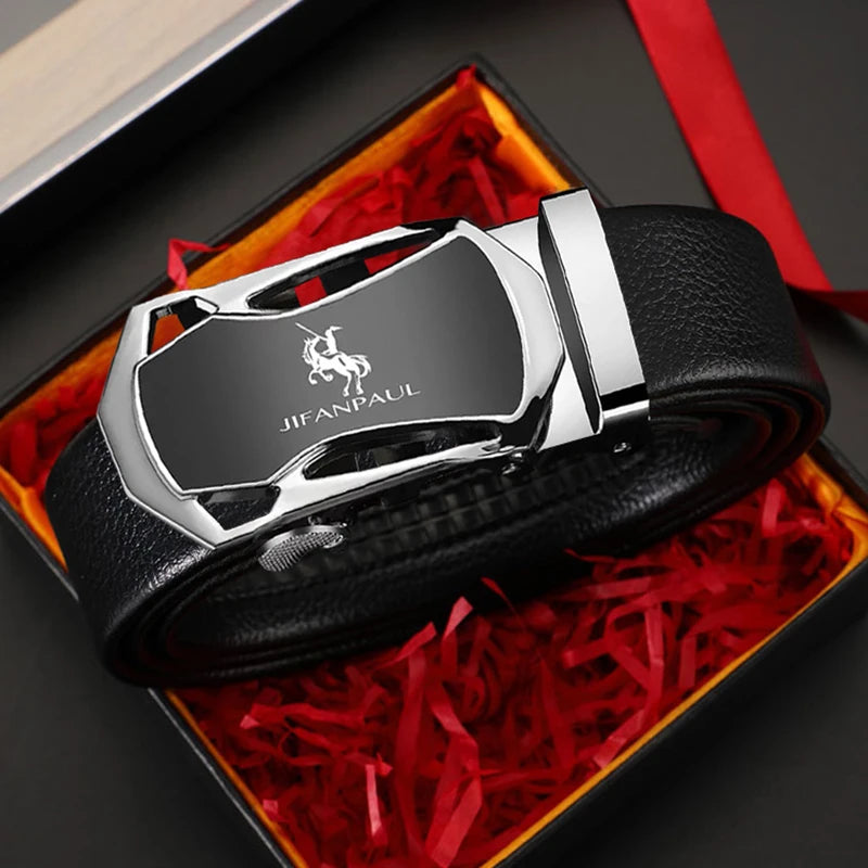 Ceinture automatique PU homme, style minimaliste.