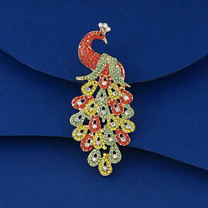Peacock Crystal Elegance Brooch for Women