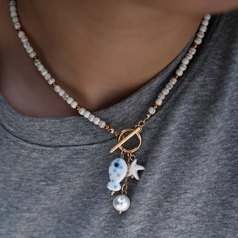 Collier Poisson Bohème en Céramique