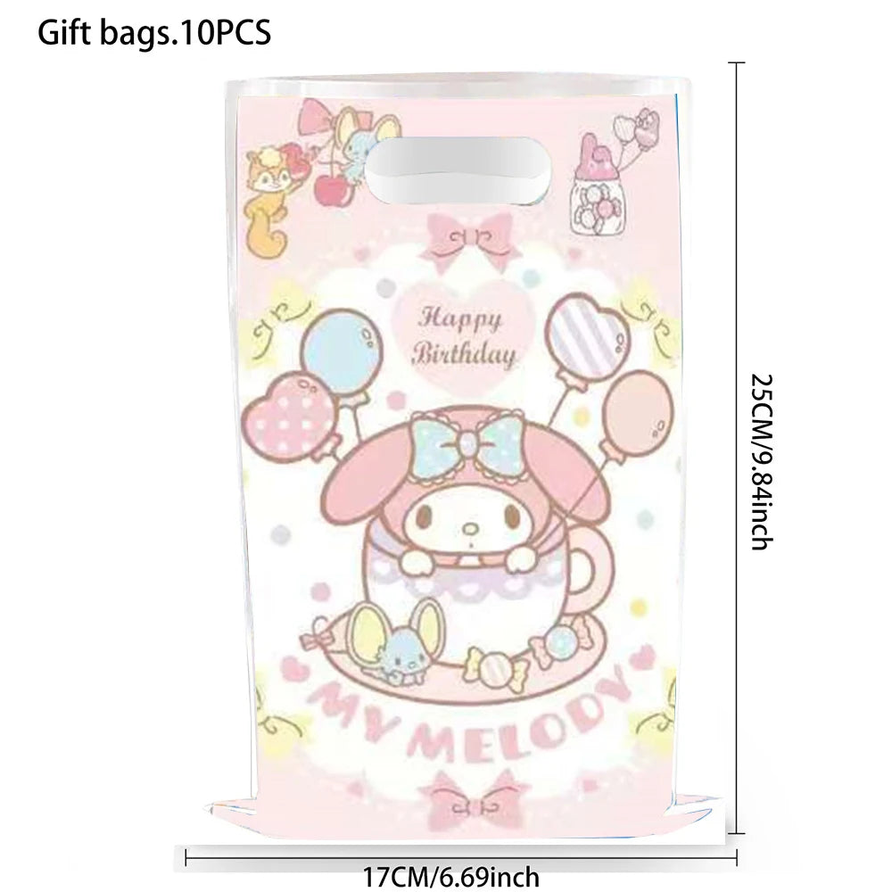 Sacs Cadeaux Miniso Kuromi & Hello Kitty Fête 25cm