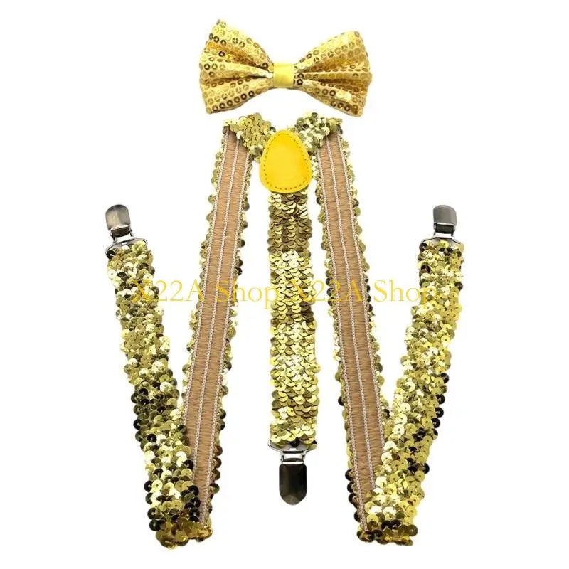 Brilliant Sparkle Suspenders & Bow Tie Set
