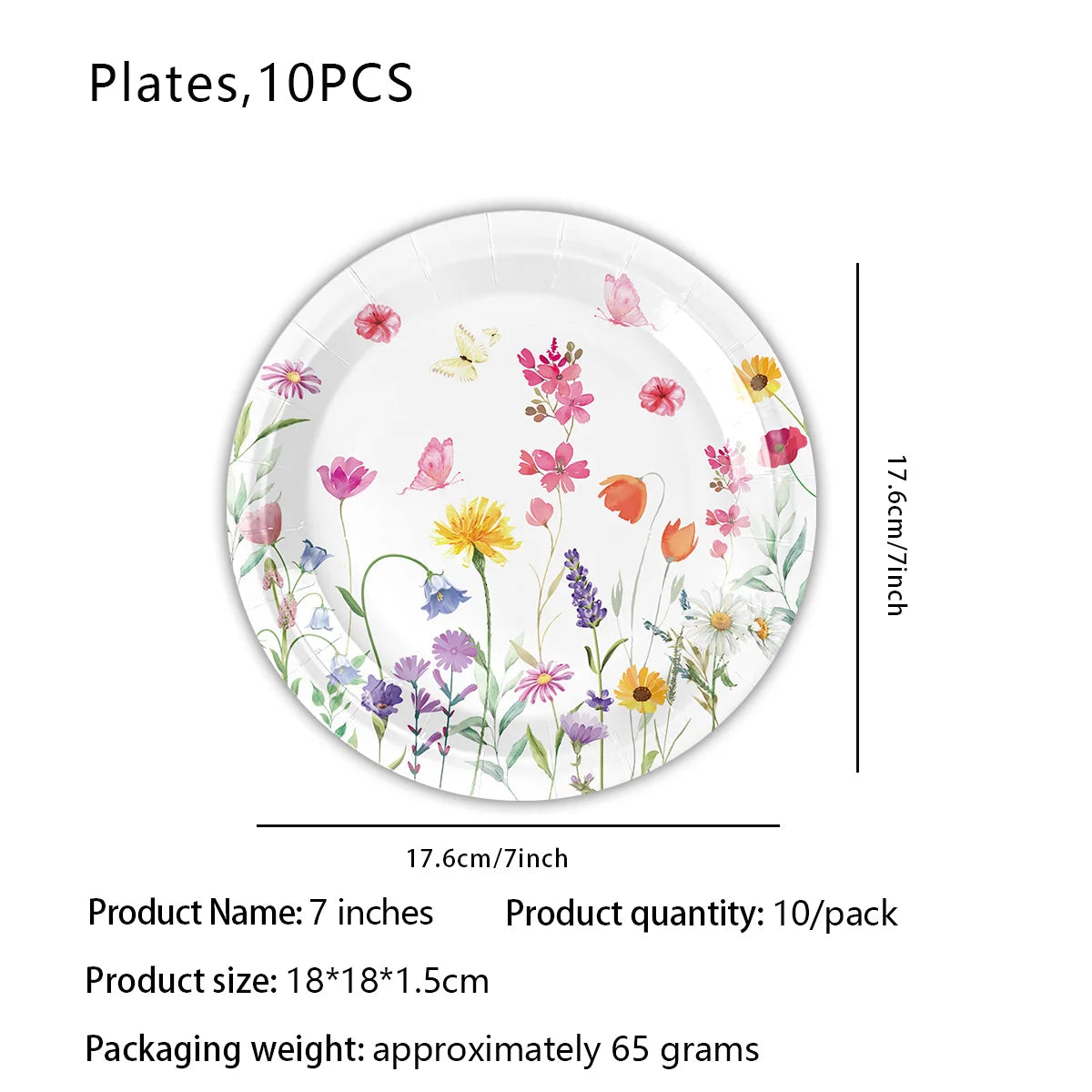 Assiettes Fleurs Joyeuses pour Anniversaire Fille