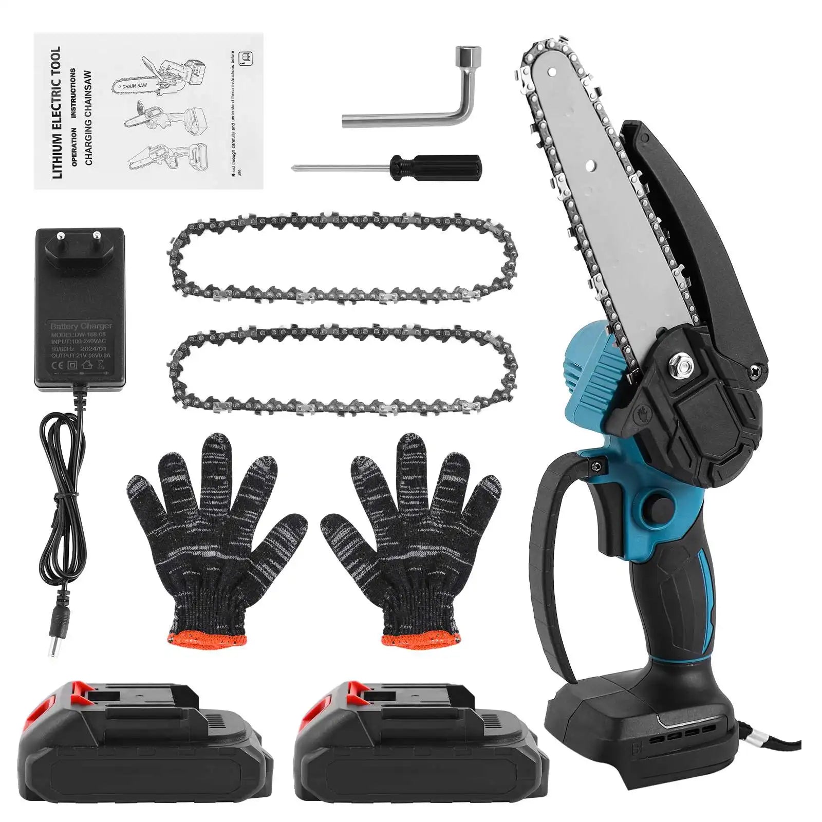 PowerCut Mini 21V Cordless Chainsaw 6” - Portable