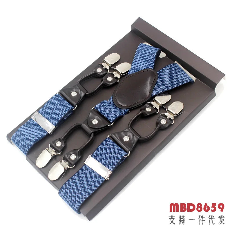 Adjustable 6-Clip Suspenders for Men & Women