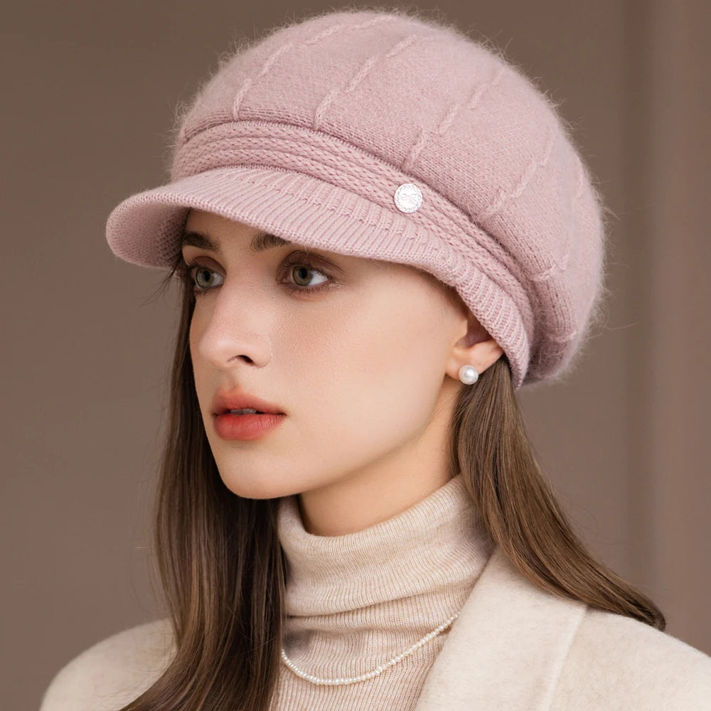 Chapeau Dandy Femme Hiver en Fourrure et Tricot