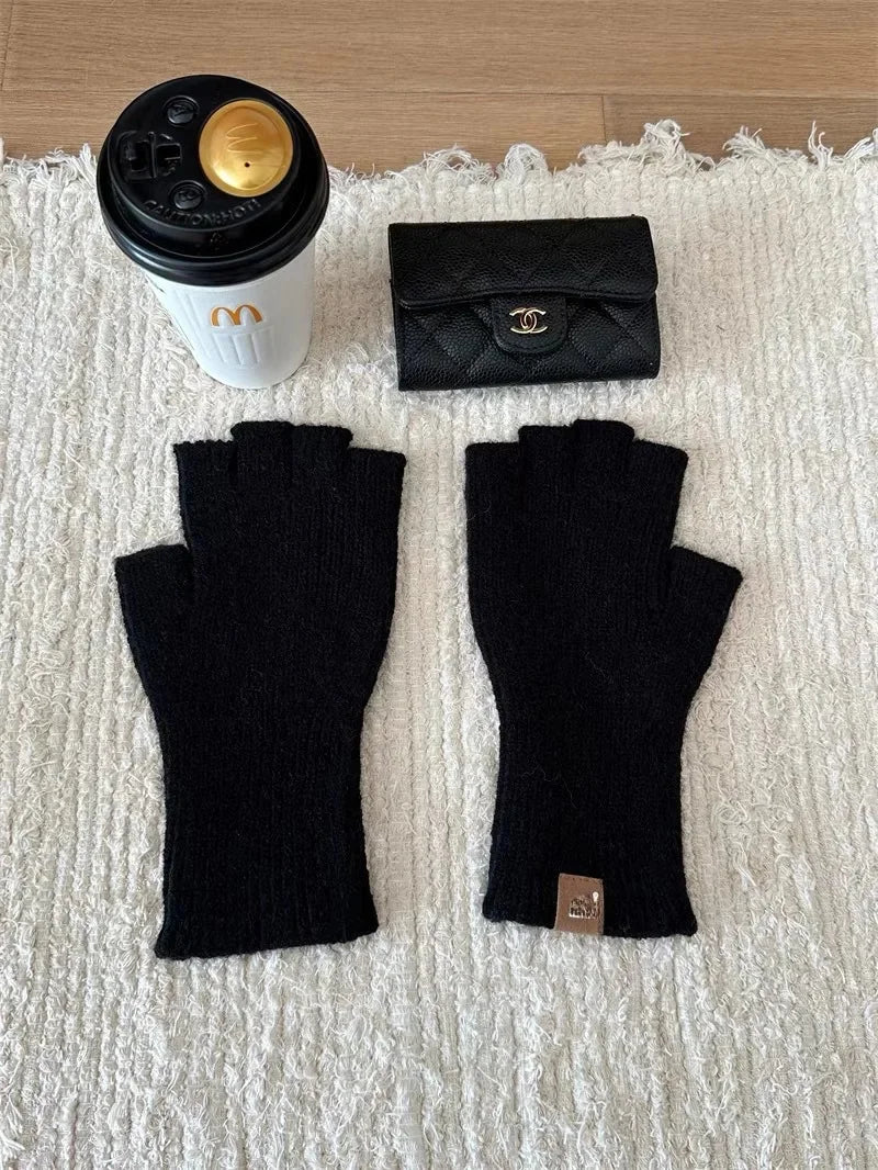 Gants Femme en Laine Éléguants avec Strass Blancs