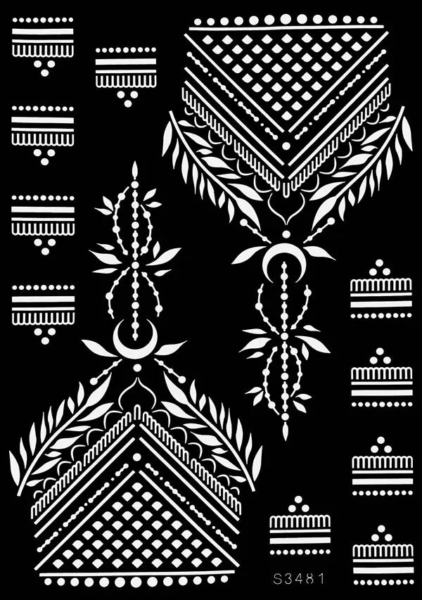 Pochoir Henné Fleurs - Tatouage Éphémère Réutilisable