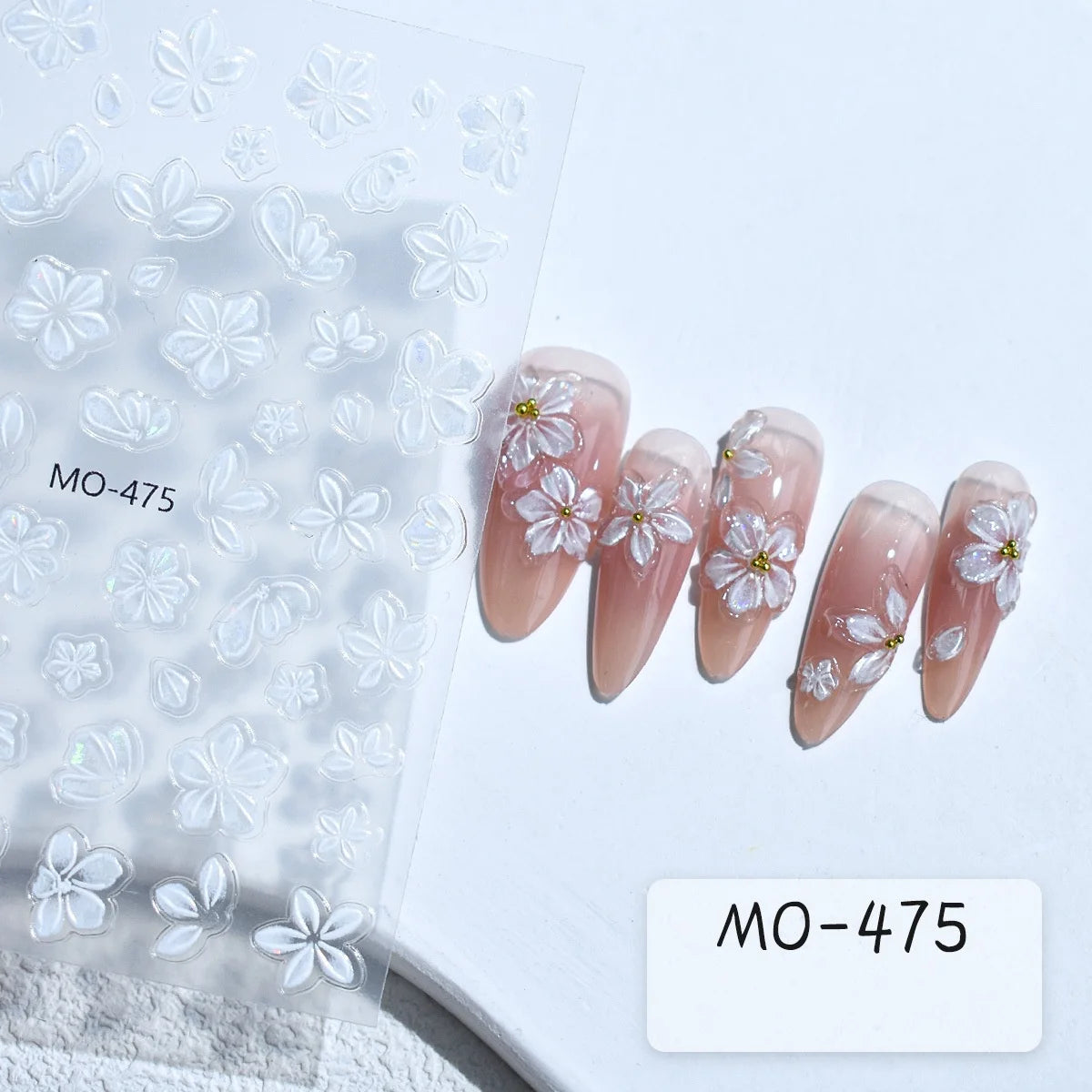 Autocollants Kawaii 5D Jasmin Pailleté pour Ongles
