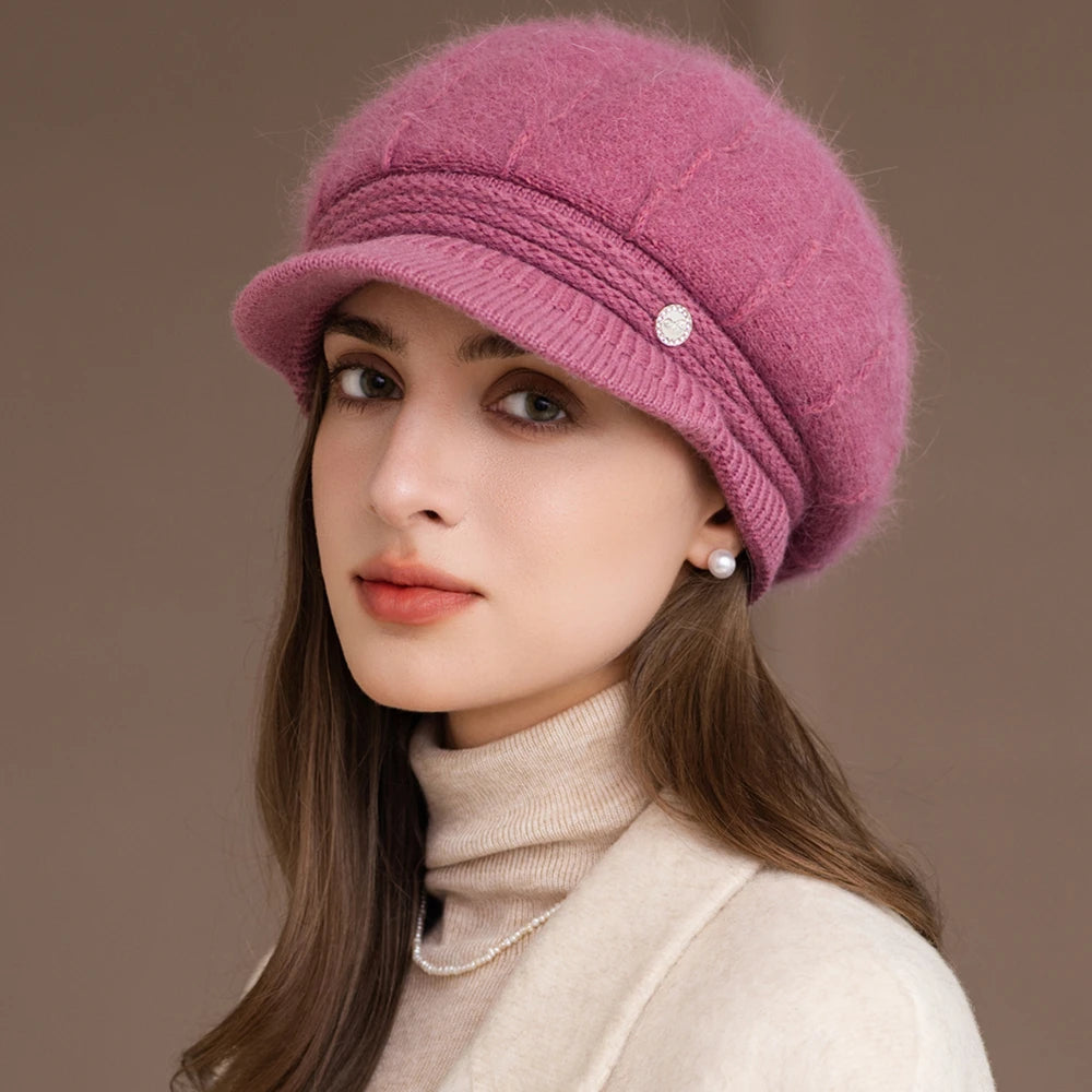 Chapeau Dandy Femme Hiver en Fourrure et Tricot