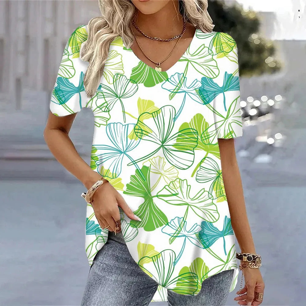 T-shirt Floral 3D Élégant d'Été