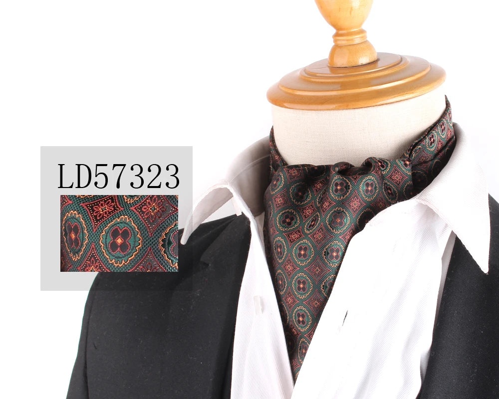 Cravate Jacquard Floral Ascot Luxe pour Hommes