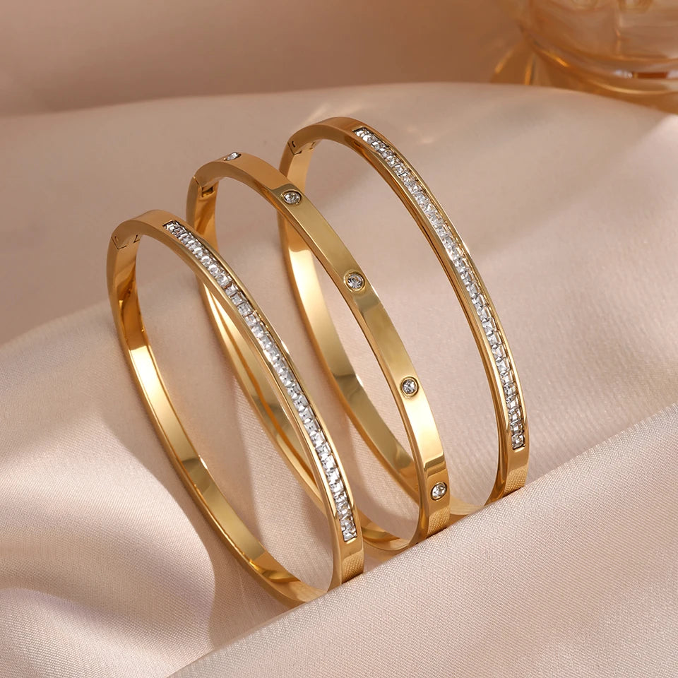 Bracelet Empilé Éclat en Acier Inoxydable - Femme