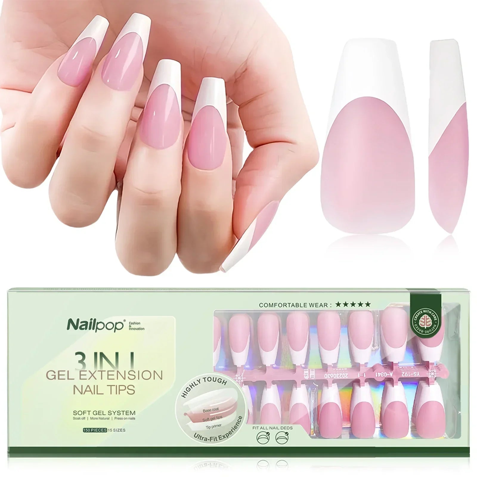 Nailpop 3 en 1 : Pointes Françaises Prêtes