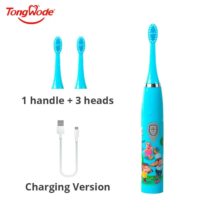 Brosse à dents sonique enfant, cartoon étanche USB