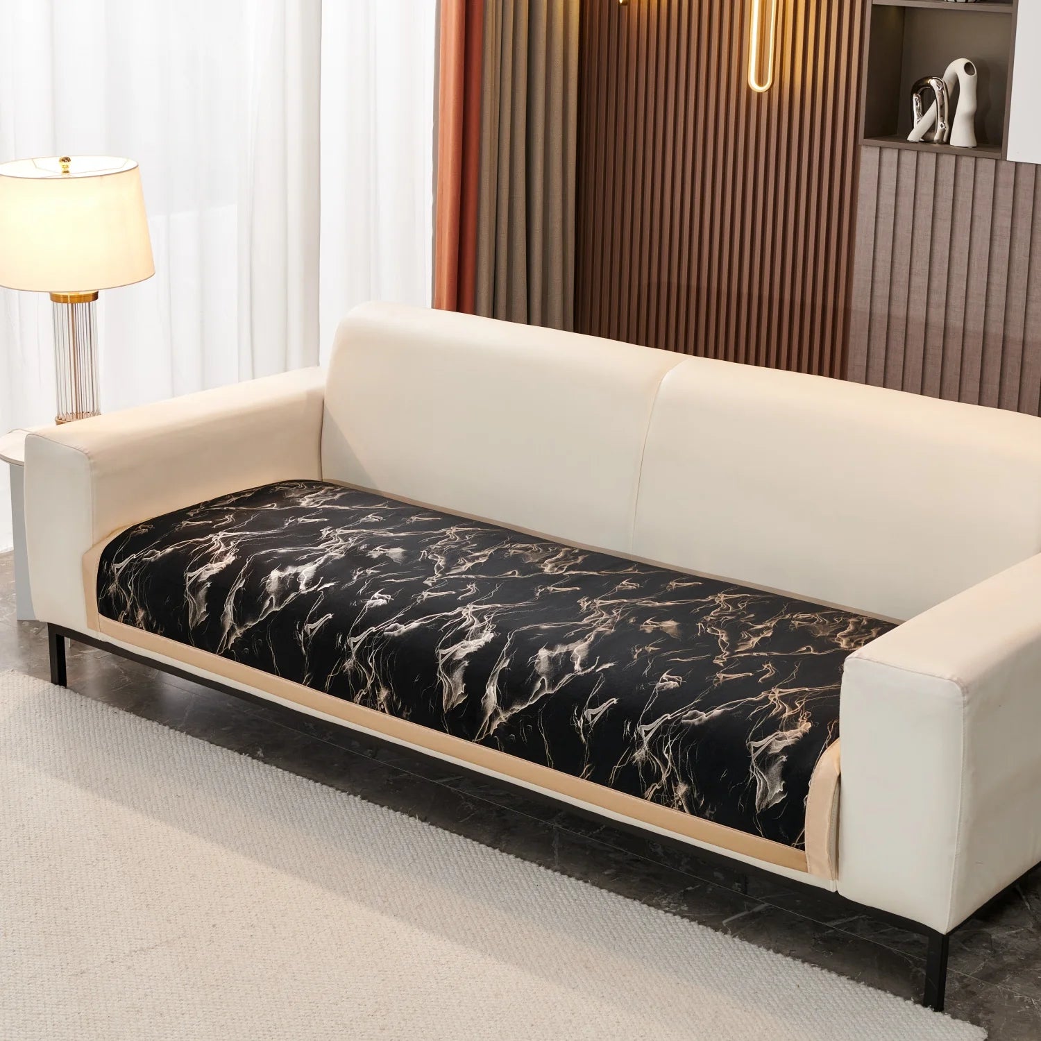 Velours Doré Antidérapant Housse Canapé 4 Saisons