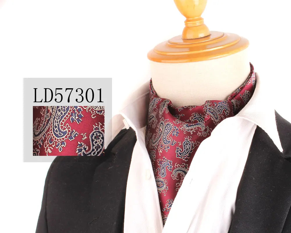 Cravate Jacquard Floral Ascot Luxe pour Hommes