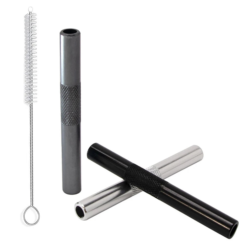 Paille Métallique Trio avec Brosse - Gadget Écologique