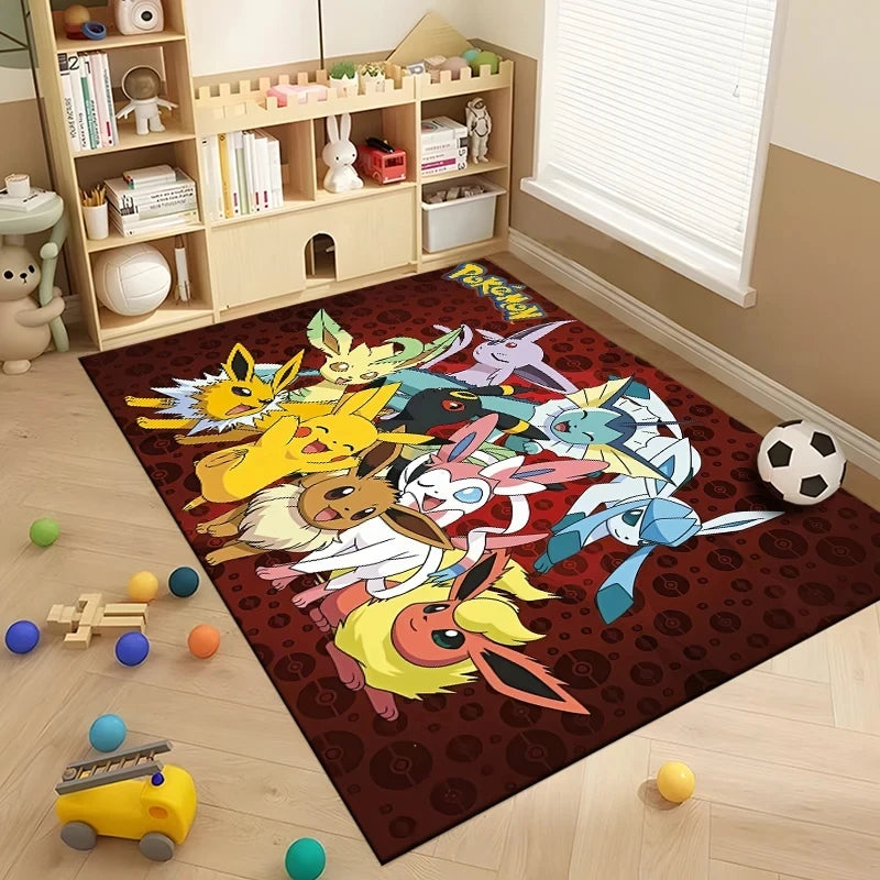 Pikachu & Eevee Plush Rug: Cozy Anime Home Decor
