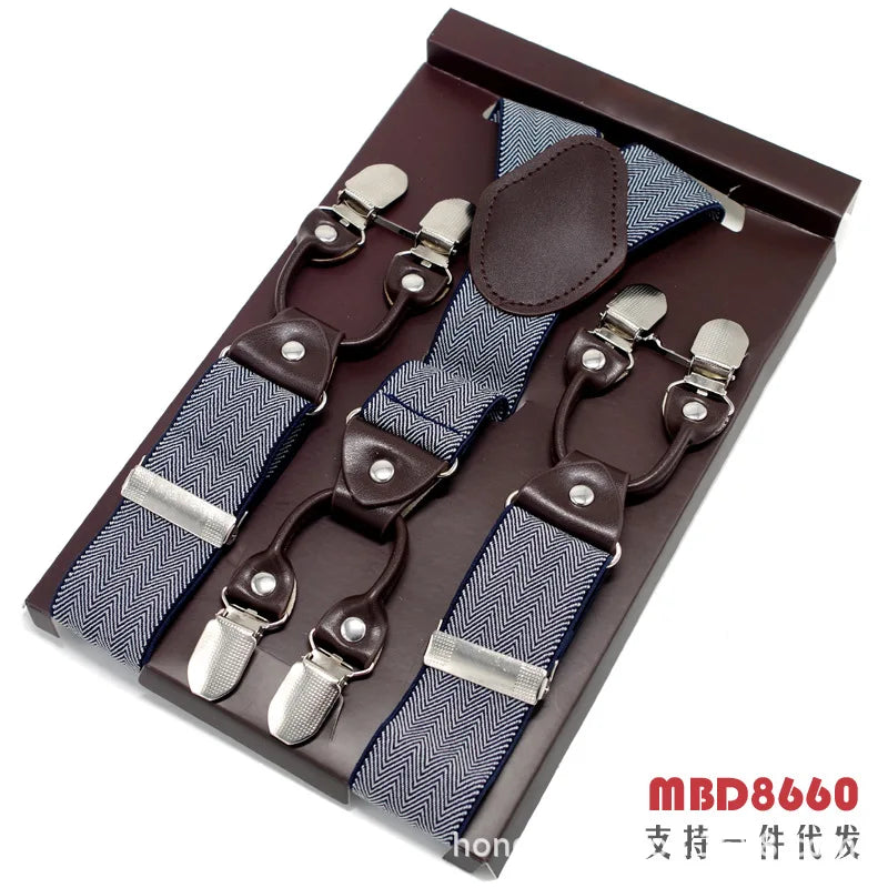 Adjustable 6-Clip Suspenders for Men & Women