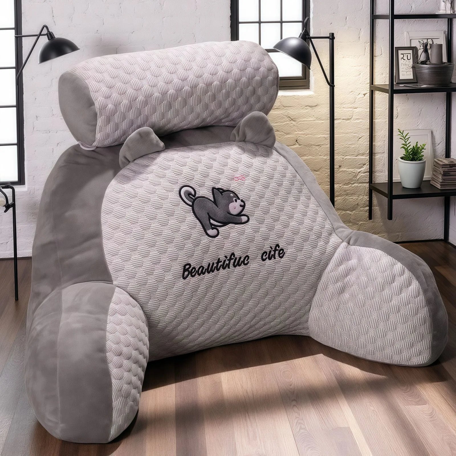 Oreiller Ergonomique U - Lecture & Détente Grise