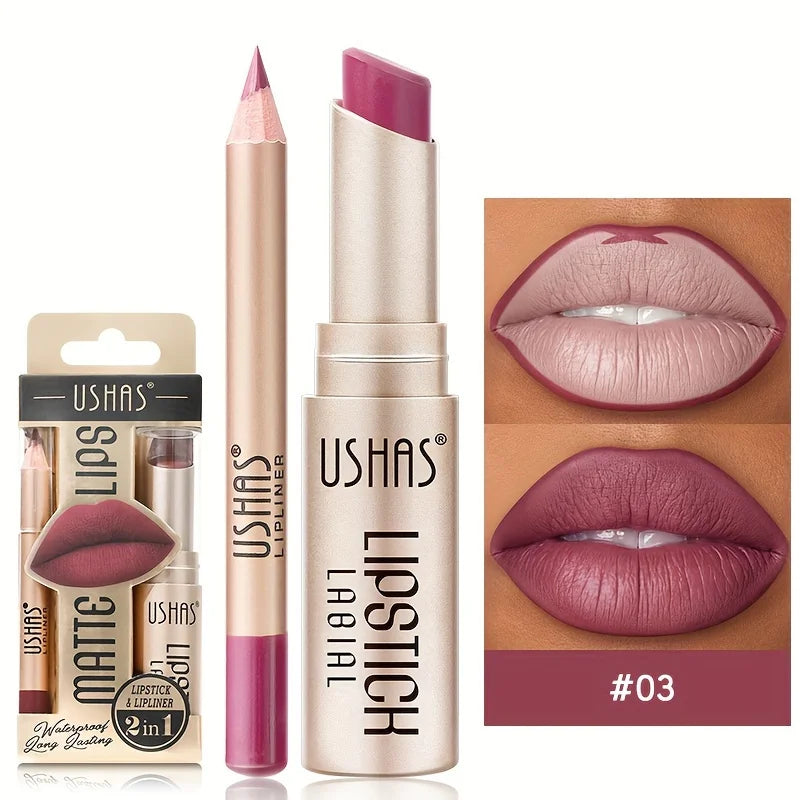 USHAS Waterproof Lipstick Set - Long-Lasting Color