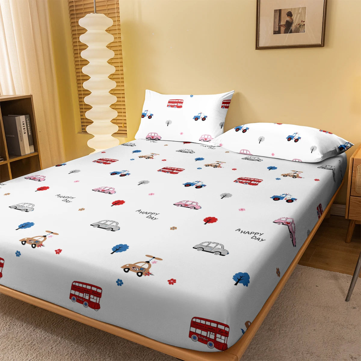 Drap-housse voiture cartoon pour lit amusant