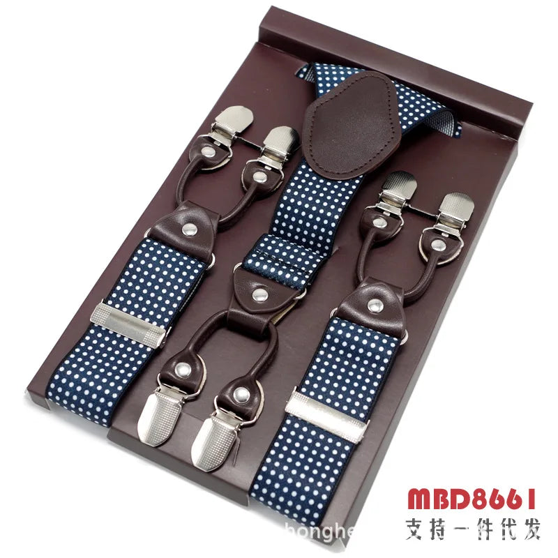 Adjustable 6-Clip Suspenders for Men & Women