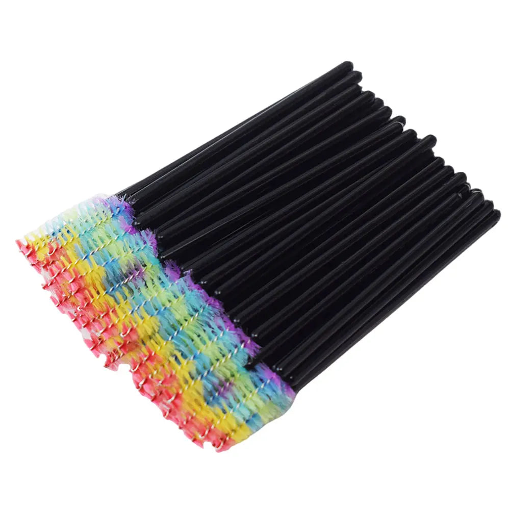 Brosses à cils colorées - 50 pièces en combo scintillant