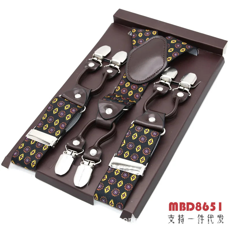 Adjustable 6-Clip Suspenders for Men & Women