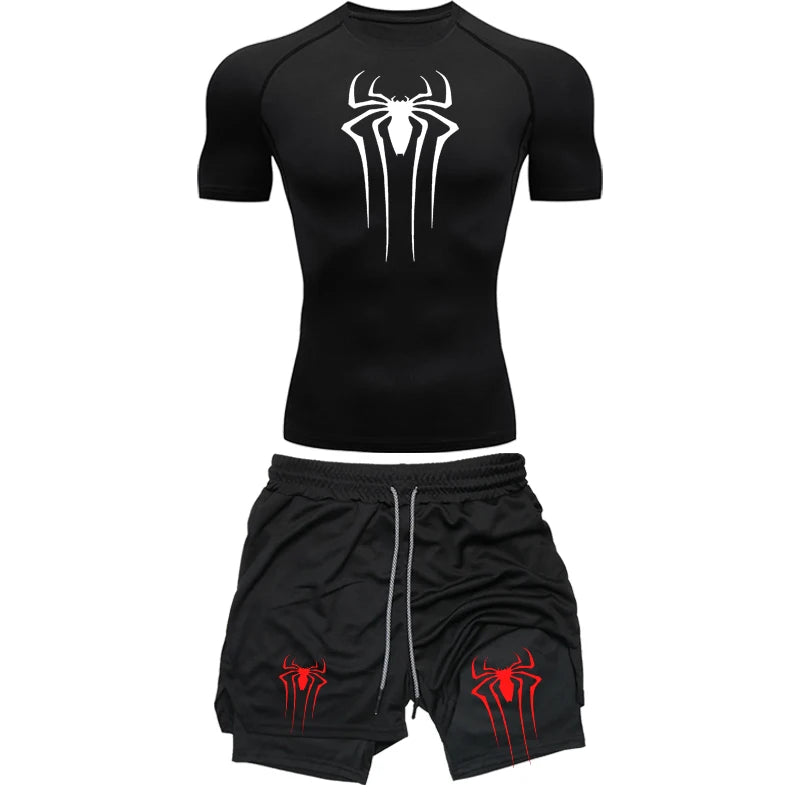 Ensemble Sport Homme Compression Araignée Séchage Rapide