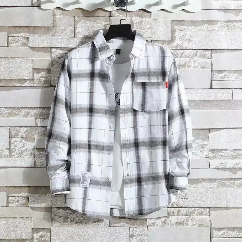 Chemise Plaid Longue Manches Style Coréen Automne-Printemps