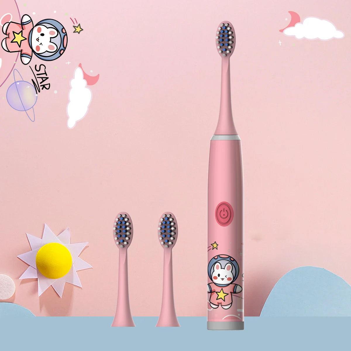 Cartoon Space Kids Electric Toothbrush & Soft Brush