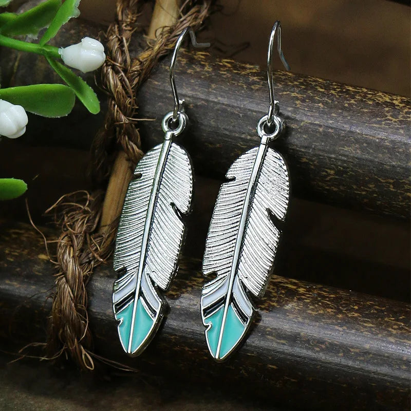 Boho Blue Stone Geometric Earrings for Women