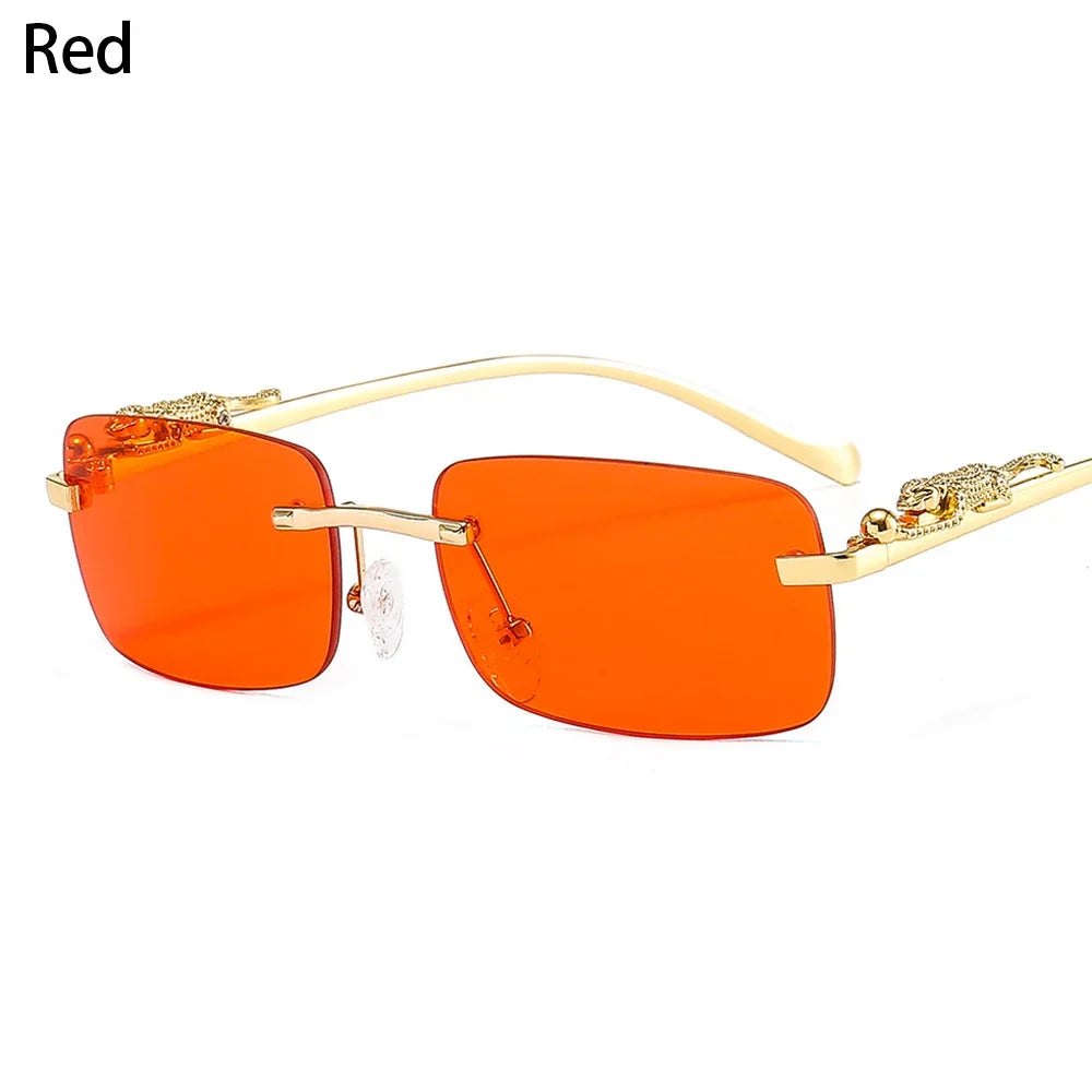 Rimless Retro Leopard Sunglasses UV400 Unisex