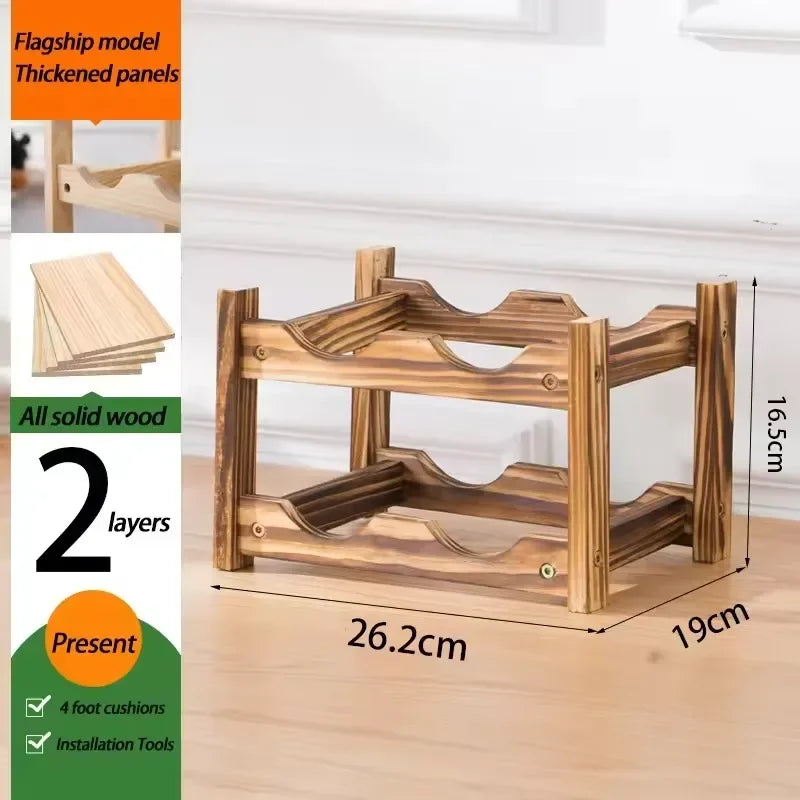 Rustic Wood Wine Rack - Elegant Bottle Storage