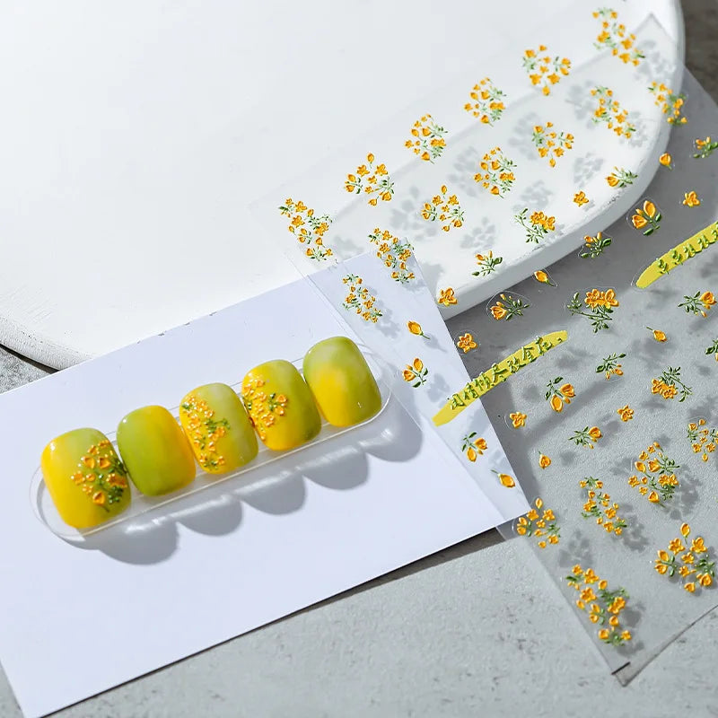 Autocollants Kawaii 5D Jasmin Pailleté pour Ongles