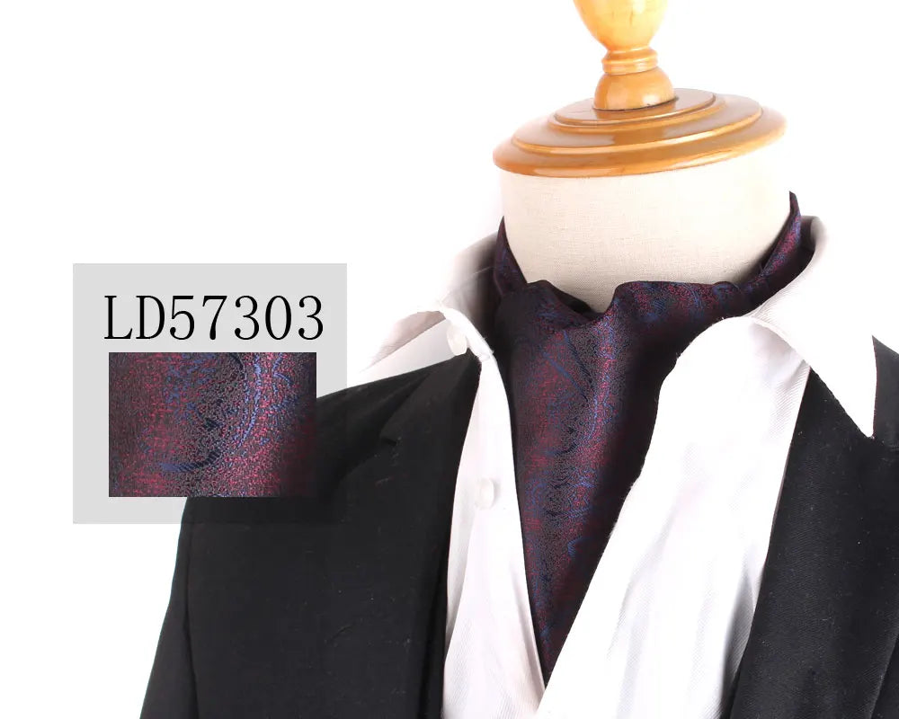 Cravate Jacquard Floral Ascot Luxe pour Hommes