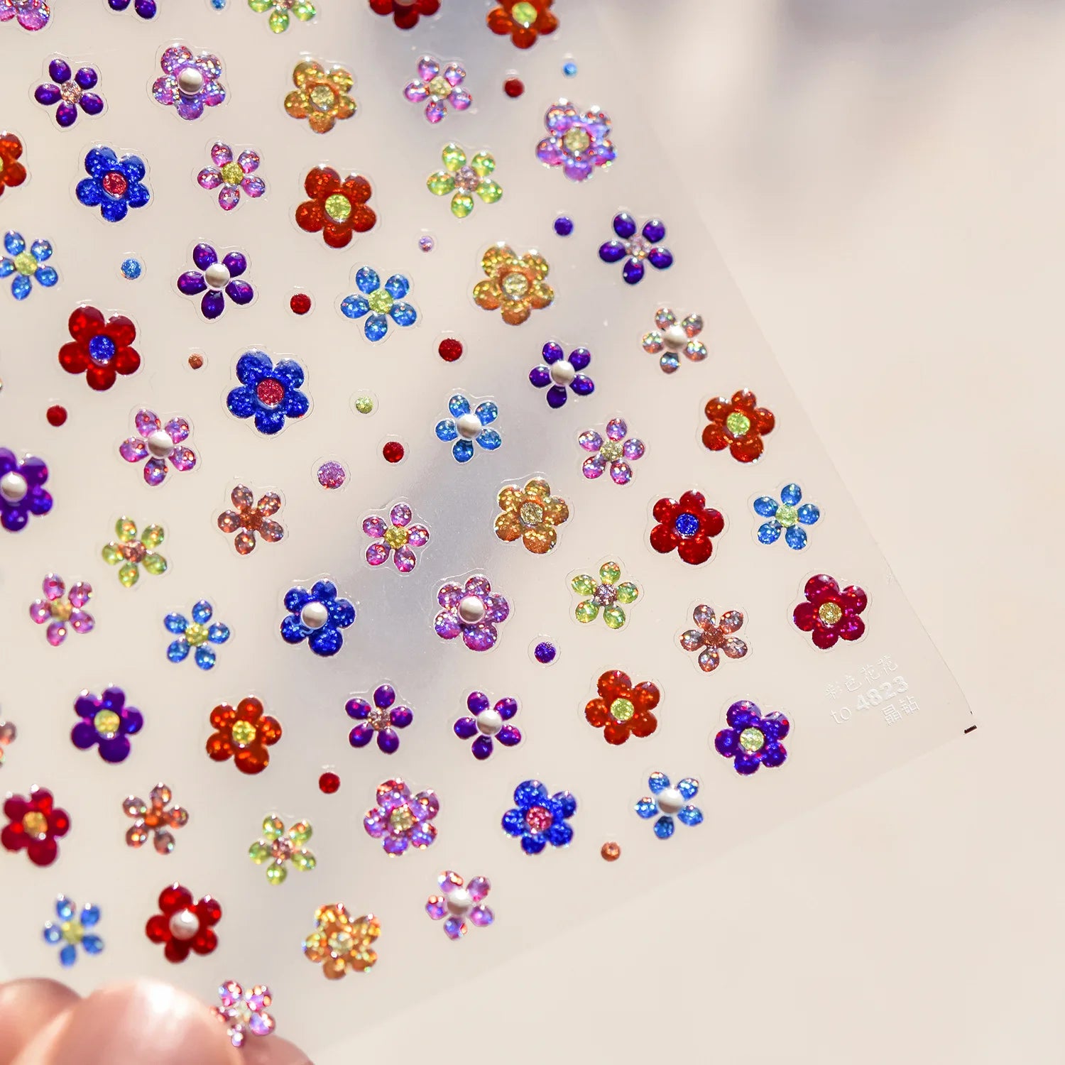 Autocollants Kawaii 5D Jasmin Pailleté pour Ongles